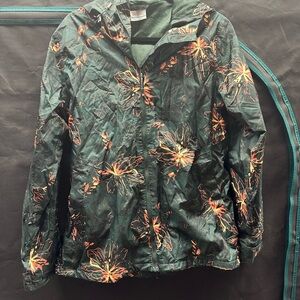 Columbia dark green and peach floral jacket